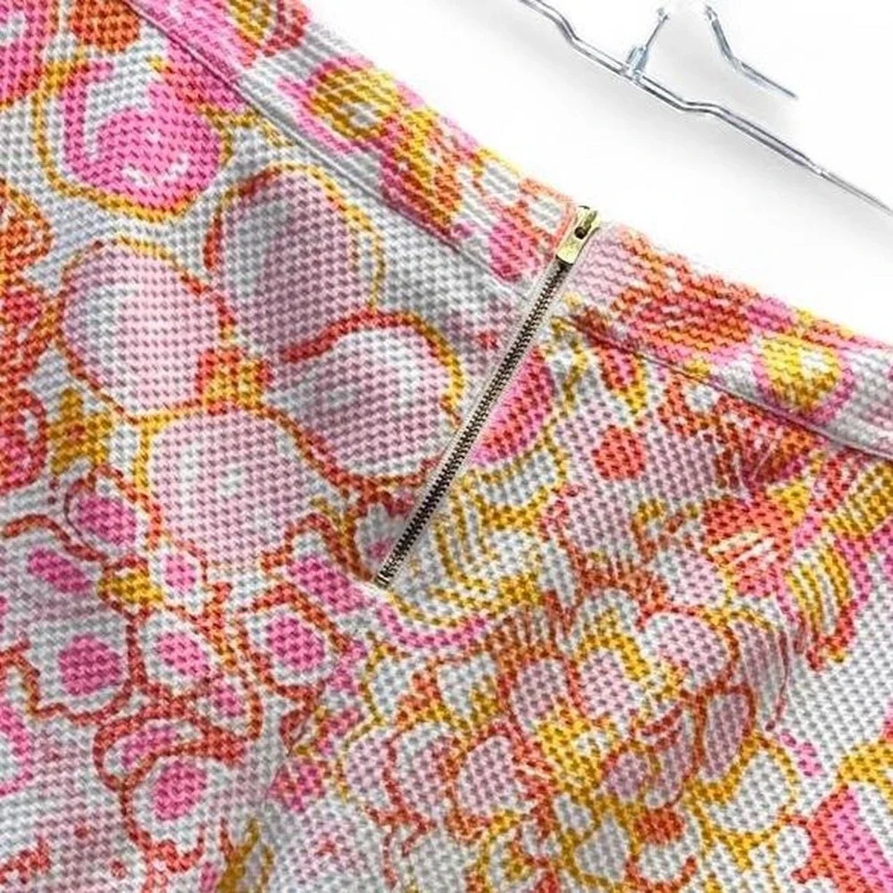 Lilly Pulitzer Vibrant Textured Pink, Orange, and White Floral Shorts
